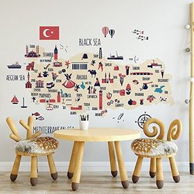 Tilki Dünyası WALLST0041 Eğitici Türkiye Haritası Bebek ve Çocuk Odası Duvar Sticker