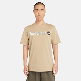 Timberland Linear Logo Yuvarlak Yaka Bej Erkek T-Shirt
