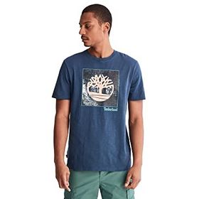 Timberland TB0A26T32881 Mavi Ss Fabric Graphic Tee Erkek Günlük T-Shirt