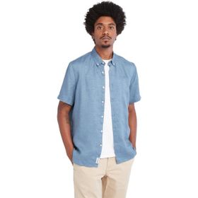 Timberland TB0A2DCC Mavi Linen Erkek Kısa Kollu Gömlek