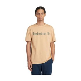 Timberland TB0A5UNFEH31 Şampanya Camo Linear Logo Short Sleeve Tee Erkek T-Shirt