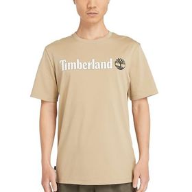 Timberland TB0A5UPQDH41 Linear Logo Erkek Bej Yuvarlak Yaka T-Shirt