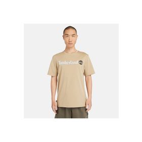 Timberland TB0A5UPQDH41 Linear Logo Erkek Bej Yuvarlak Yaka T-Shirt
