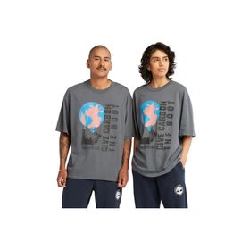 Timberland TB0A66T9DH31 Regenerative Organic Cotton Graphic Erkek Gri Yuvarlak Yaka T-Shirt