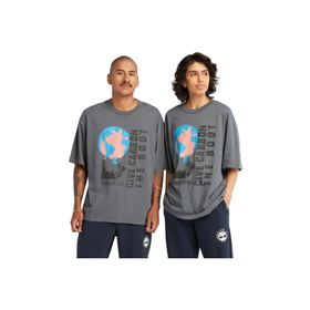 Timberland TB0A66T9DH31 Regenerative Organic Cotton Graphic Erkek Gri Yuvarlak Yaka T-Shirt