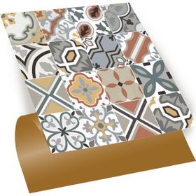 Tink Kendinden Yapışkanlı Gold Çiçek Desenli 30x30 cm 11 Adet 1 m2 PVC Karo