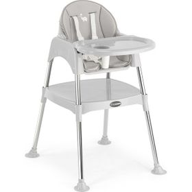 TinyCare Krom Gri Çalışma Masalı Kılıflı Portatif Mama Sandalyesi