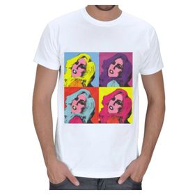 Tisho Lady Gaga Pop Art Beyaz Erkek T-shirt