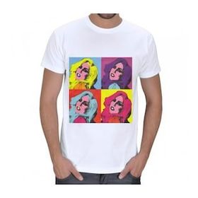 Tisho Lady Gaga Pop Art Beyaz Erkek T-shirt