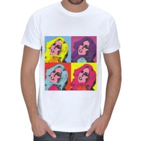 Tisho Lady Gaga Pop Art Beyaz Erkek T-shirt