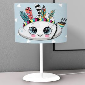 Titanbaby Açık Mavi Bulut Desenli Çocuk Odası Dijital Baskılı Çocuk Odası Masaüstü Abajur Avize