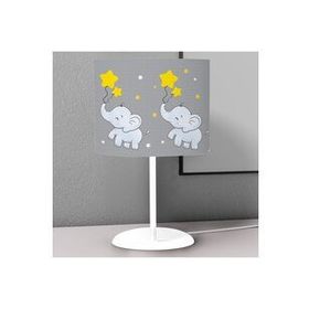 Titanbaby Gri Fil Sarı Yıldız Desenli Çocuk Odası Dijital Baskılı Çocuk Odası Masaüstü Abajur Avize