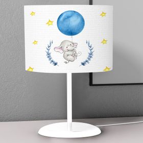 Titanbaby Mavi Balon ve Uçan Fil Desenli Çocuk Odası Dijital Baskılı Çocuk Odası Masaüstü Abajur Avize