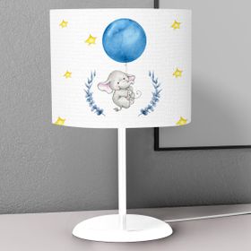 Titanbaby Mavi Balon ve Uçan Fil Desenli Çocuk Odası Dijital Baskılı Çocuk Odası Masaüstü Abajur Avize