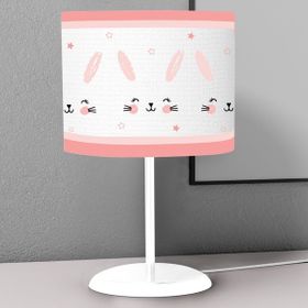 Titanbaby Pembe Tavşan Desenli Çocuk Odası Dijital Baskılı Çocuk Odası Masaüstü Abajur Avize