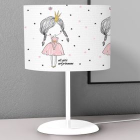 Titanbaby Pembe Utangaç Kız Desenli Çocuk Odası Dijital Baskılı Çocuk Odası Masaüstü Abajur Avize