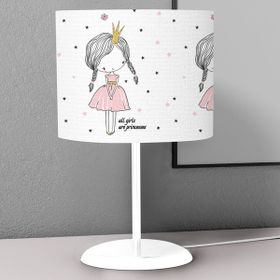Titanbaby Pembe Utangaç Kız Desenli Çocuk Odası Dijital Baskılı Çocuk Odası Masaüstü Abajur Avize