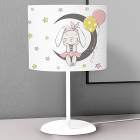 Titanbaby Sarı Ay Tavşan Desenli Çocuk Odası Dijital Baskılı Çocuk Odası Masaüstü Abajur Avize