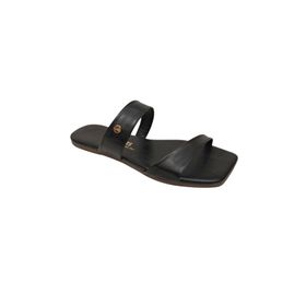 Tkees TK-1043 Kalın Çift Bant Siyah Kadın Terlik