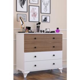 Tocco 1079 Linet Beyaz Meşe 4 Çekmeceli Şifonyer