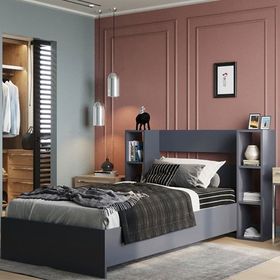Tocco 1097 Smart Antrasit Lüx Kitaplıklı Tek Kişilik Karyola