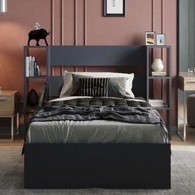 Tocco 1097 Smart Antrasit Lüx Kitaplıklı Tek Kişilik Karyola