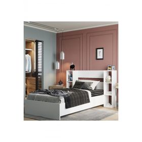 Tocco 1097 Smart Beyaz Lüx Kitaplıklı Tek Kişilik Karyola