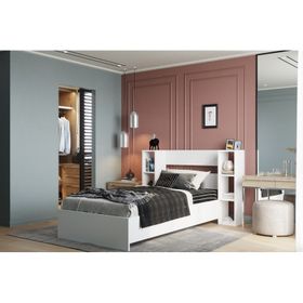 Tocco 1097 Smart Beyaz Lüx Kitaplıklı Tek Kişilik Karyola