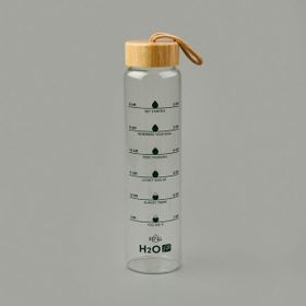 Tohana 1 lt Şeffaf Açık Kahverengi H2O Fit Bambu Kapaklı Cam Matara