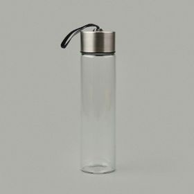 Tohana 450 ml Şeffaf Gri H2O Metal Kapaklı Cam Matara