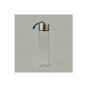 Tohana 450 ml Şeffaf Gri H2O Metal Kapaklı Cam Matara