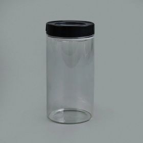 Tohana 600 ml Şeffaf Siyah Vakumlu Cam Kavanoz