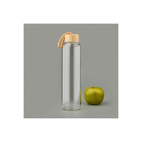 Tohana 750 ml Şeffaf Açık Kahverengi H2O Bambu Kapaklı Cam Matara