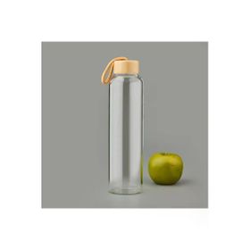 Tohana 750 ml Şeffaf Açık Kahverengi H2O Bambu Kapaklı Cam Matara