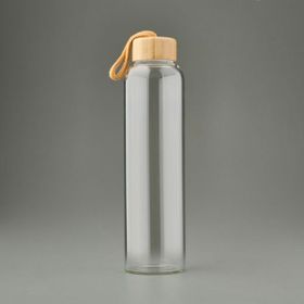 Tohana 750 ml Şeffaf Açık Kahverengi H2O Bambu Kapaklı Cam Matara