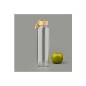 Tohana 750 ml Şeffaf Açık Kahverengi H2O Bambu Kapaklı Cam Matara