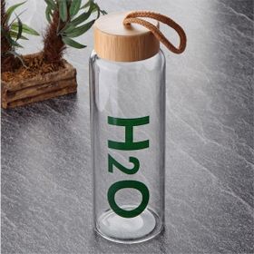 Tohana Alm H2O 600 ml Bambu Kapaklı Cam Matara