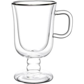 Tohana Çift Cidarli Cam Ayaklı Latte Kupası