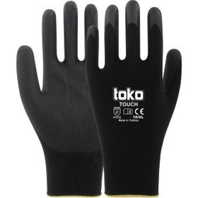 Toko TOUCH No: 10 Siyah Poliüretan Kaplı Polyester Örme Eldiven