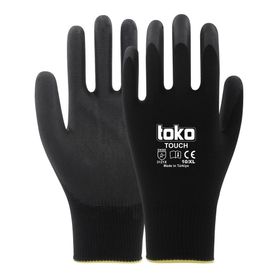 Toko TOUCH No: 10 Siyah Poliüretan Kaplı Polyester Örme Eldiven