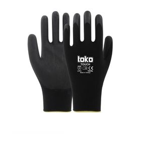 Toko Touch No: 10/XL 12 Adet Siyah Poliüretan Kaplı Polyester Örme Eldiven