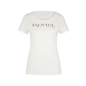 Tom Tailor 10315 Whisper White Yazılı Kadın T-shirt