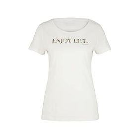Tom Tailor 10315 Whisper White Yazılı Kadın T-shirt