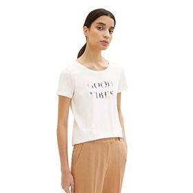 Tom Tailor 10315 Whisper White Yazılı Kadın T-shirt