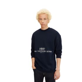 Tom Tailor 1034360 Gök Mavisi Erkek Baskılı Sweatshirt