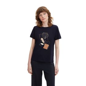 Tom Tailor 10360 Mavi Baskılı Kadın T-Shirt