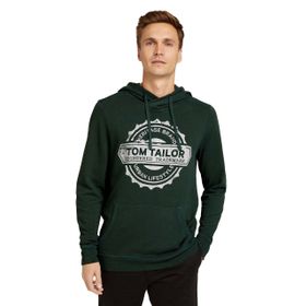 Tom Tailor 10362 Koyu Yeşil Erkek Baskılı Kapüşonlu Sweatshirt