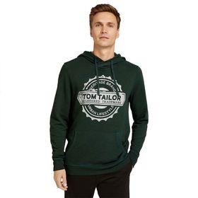Tom Tailor 10362 Koyu Yeşil Erkek Baskılı Kapüşonlu Sweatshirt