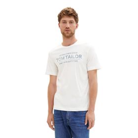 Tom Tailor 11186 Beyaz Beyaz Beyaz Logo Baskılı Erkek T-shirt