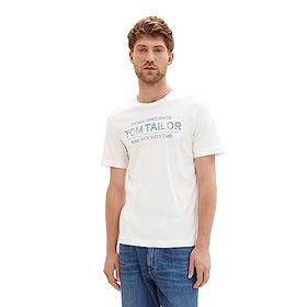 Tom Tailor 11186 Beyaz Beyaz Beyaz Logo Baskılı Erkek T-shirt
